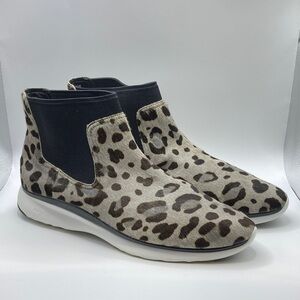 Cole Haan Leopard-Print Chelsea Booties in Beige and Black